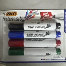 Bic Great Erase Grip Dry Erase Markers, Chisel, Assorted, 4/Set