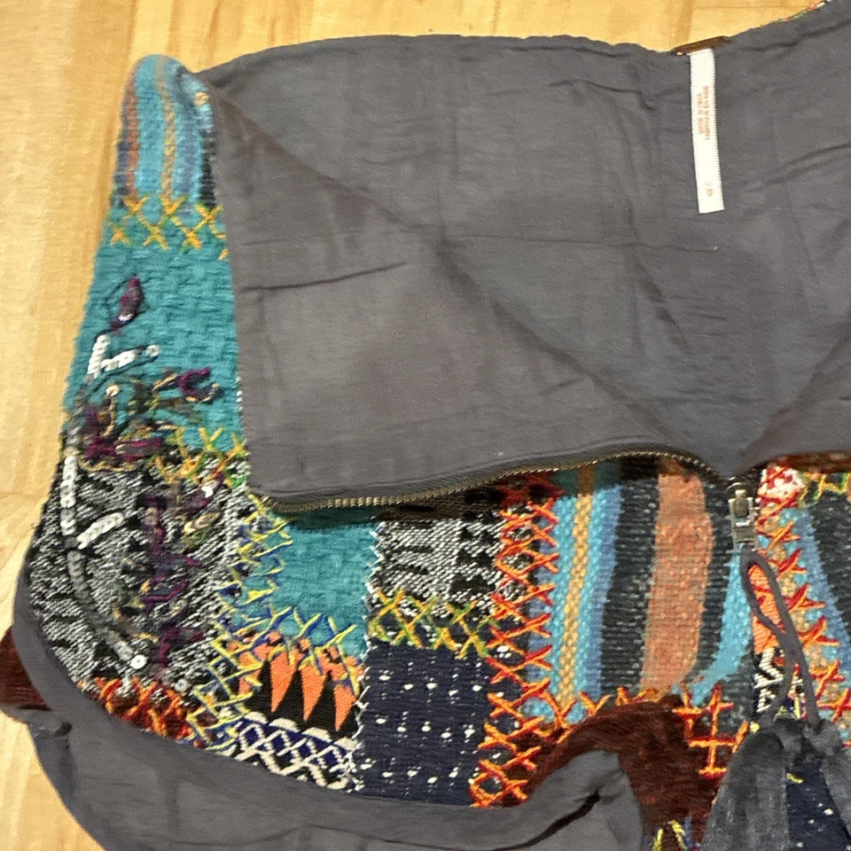 RARO Free People Pantalones Cortos Crochet Patchwork Mujeres Pequeños Multicolor Tela Mixta Foto 3 de 4