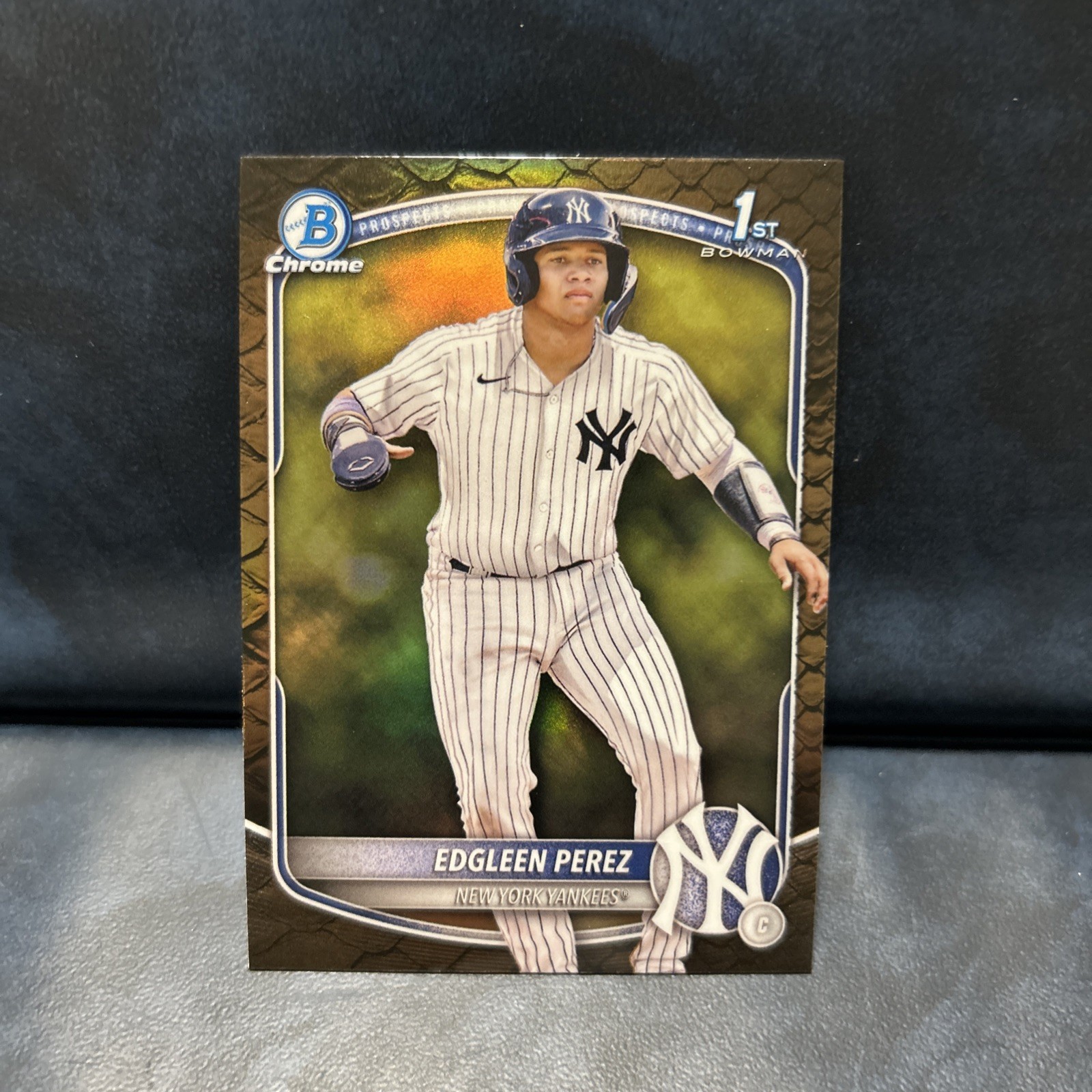 2025 Bowman Chrome Edgleen Perez Reptilian Refractor BCP-80 Yankees