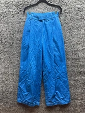 The Kit Cotton-Blend Pleated High Rise Wide-Leg Pants Blue Womens Size 2