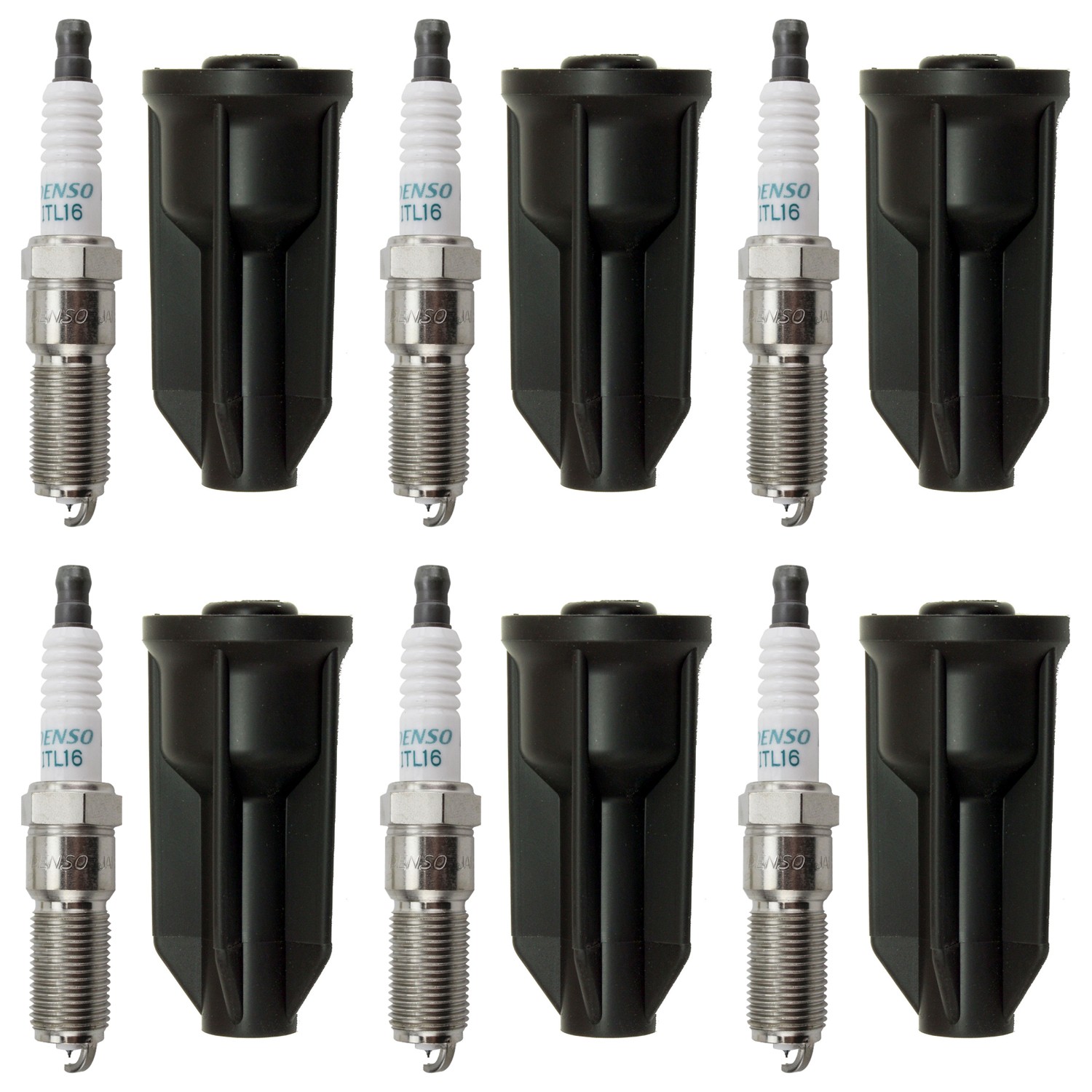Denso 6 Iridium Spark Plugs  NGK 6 Coil Boots Kit for Envoy Envoy XUV 4.2L L6
