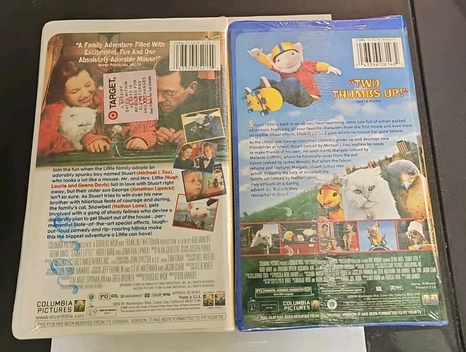 Stuart Little & Stuart Little 2 VHS SEALED Watermarks Clamshell  Columbia VTG  - Image 3 of 4