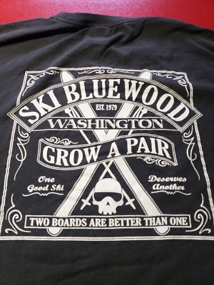 Ski Bluewood Washington T-Shirt Blk L The Duck Co. Mexico 100% Cotton Dbl Sided