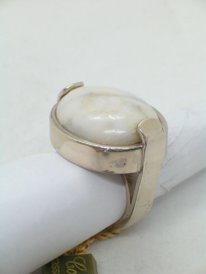 ANELLO in ARGENTO 925 con Howlite Naturale - Pietra Dura - - Immagine 4 di 4