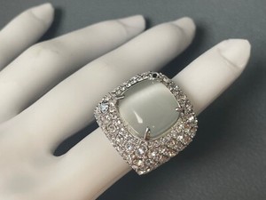 Park Lane silver tone vintage domed crystals cluster ring 7 Glitterati cocktail