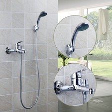 US Bathtub Shower Faucet Handheld Spray With Control Value Mixer Taps Kit