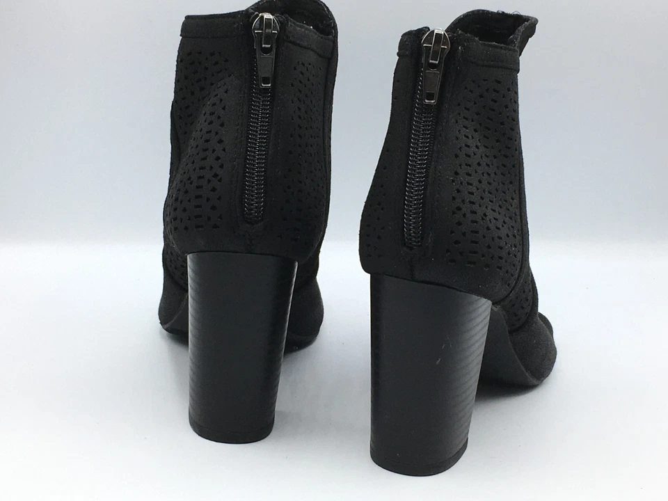 Zapatos botín Report para mujer de cuero sintético negro de 3" con cremallera punta abierta 5,5 M Foto 3 de 4