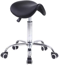 Rolling Saddle Stool PU Leather Swivel Adjustable Rolling Stool with Wheels Salo