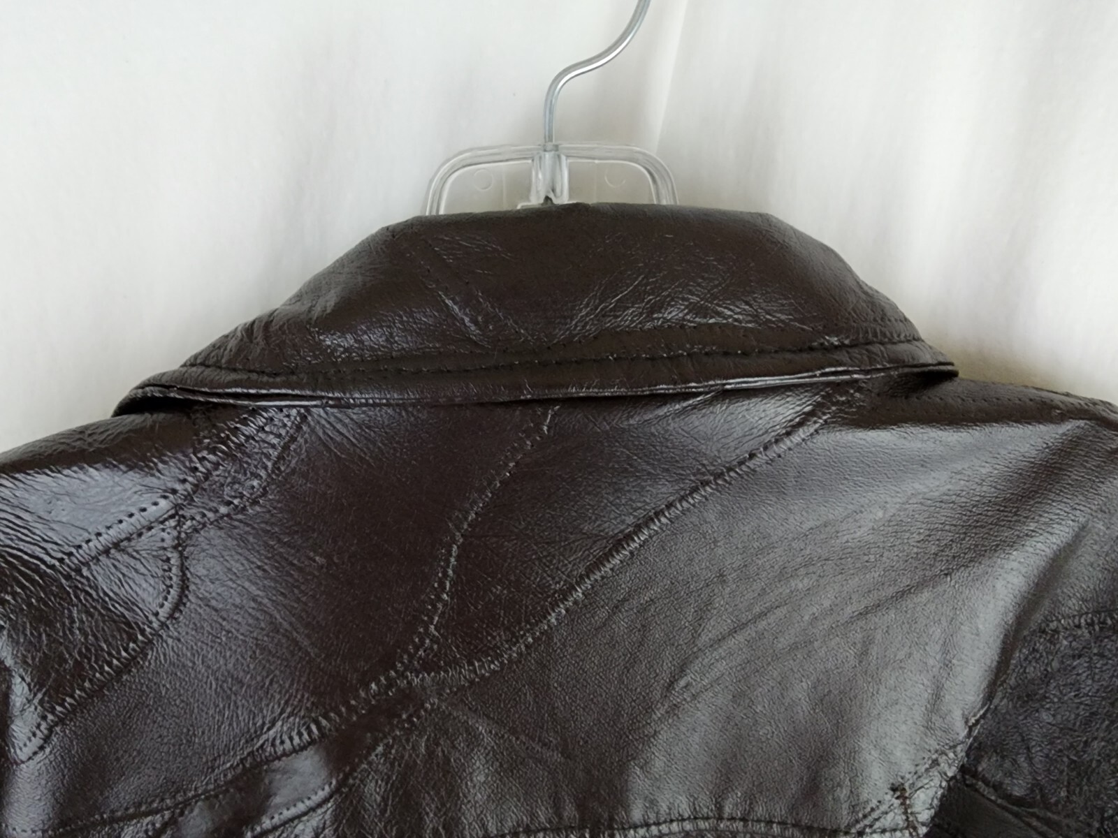 Vintage Patchwork Leather Jacket Brown Womens Lar… - image 8