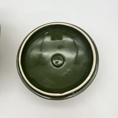 Vtg 1960s California Pottery MCM Covered Dish Serving Bowl Lid Drip Glaze Swirl - Picture 9 of 12
