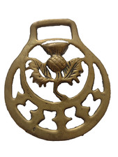 Vintage Scottish Thistle Flower Horse Brass Martingale Horse Harness Ornament