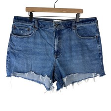 Abercrombie Fitch Medium Wash High Rise 4" Mom Denim Shorts Size 34/18