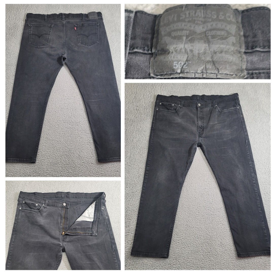 Levi's 502 Jeans Men's 43x26 Black Taper Dark Wash Stretch