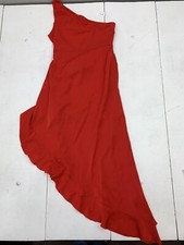 Shein Womens Red One Sleeve Ruffle Dress Size Medium