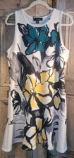Karen Kane Sz XL Citrus Twist Floral Flirt Dress Green Yellow White Black...