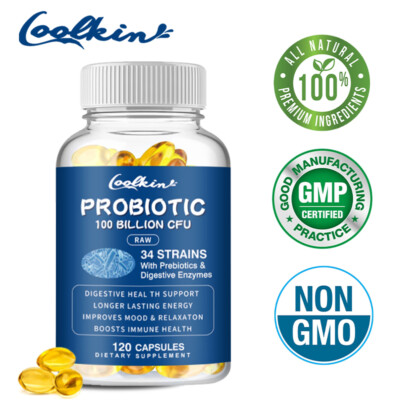Probiotics 100 Billion CFU - Prebiotic,Digestive Enzyme - Mood,Digestive Support