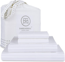 Luxury 600 Thread Count King Cotton Sheets Set - Deep Pocket Cooling White