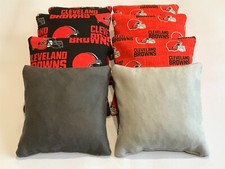 CLEVELAND BROWNS STICK ANS SLICK CORNHOLE BEAN BAGS 8 TOP QUALITY TOSS GAME