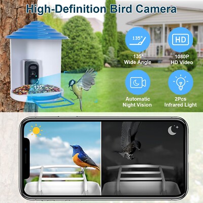 Bird Feeder Camera 1080P HD Smart Auto Capture Bird Videos for Bird Watching