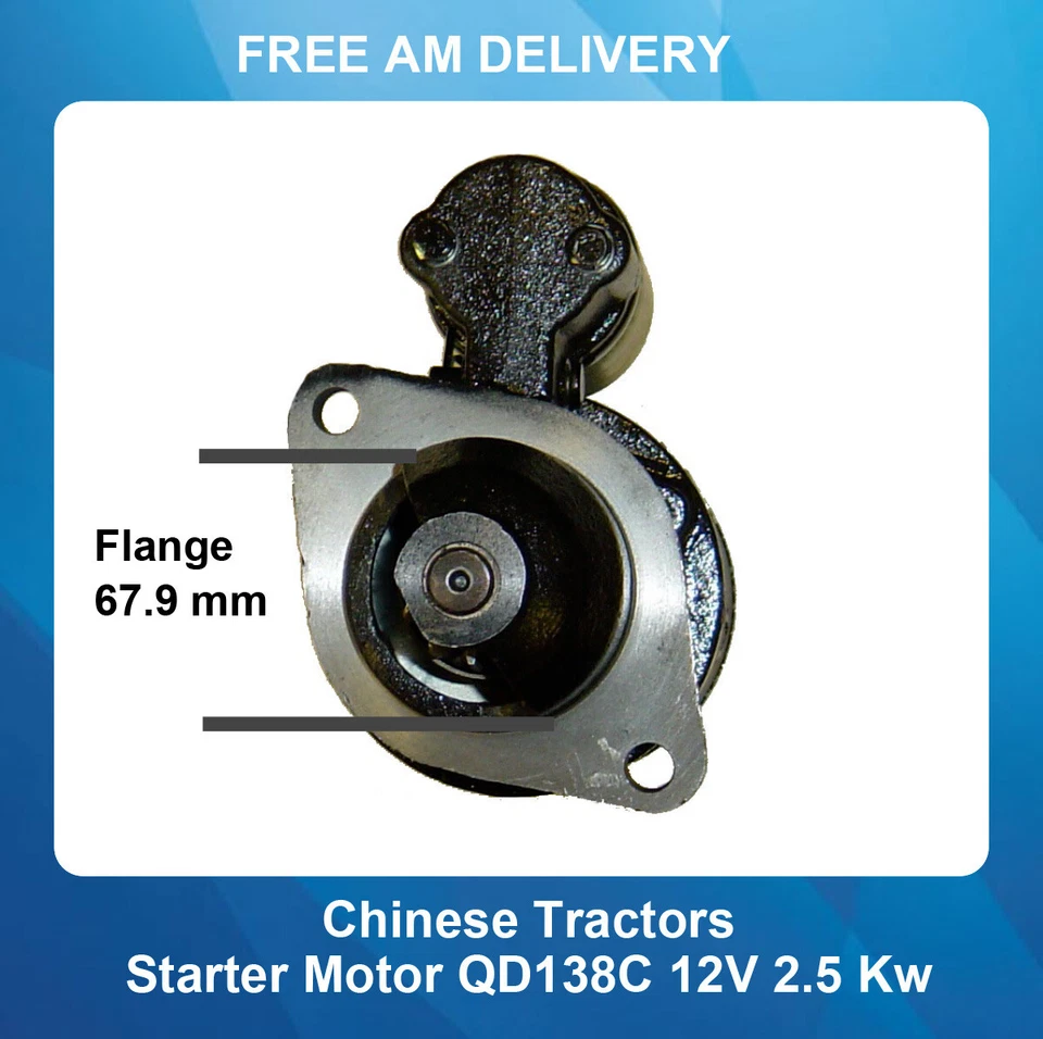 Starter Motor For Shire Foul Compact Tractor QD138C 2408002210003 - Image 2 of 4