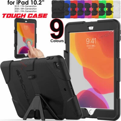 TECHGEAR for Apple iPad 10.2 2021 9th Tough HEAVY DUTY Shockproof Rugged Stand Case Cover