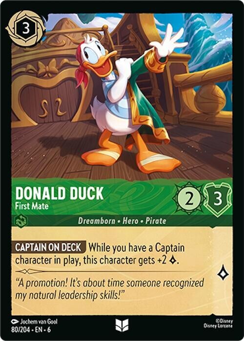 Lorcana TCG Donald Duck - First Mate 80/204 Azurite Sea Uncommon Regular NM