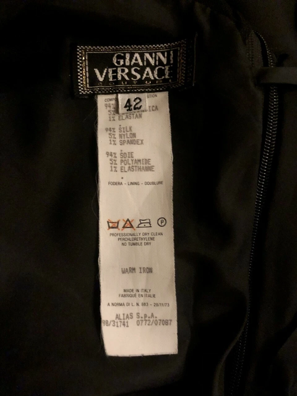 Abito trasparente Gianni Versace anni '90 nero seta nuovo con etichette