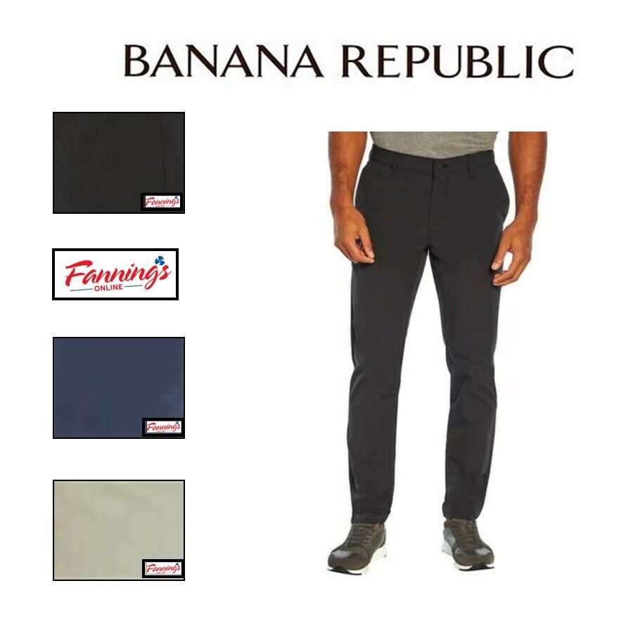 Banana Republic Men's Flat Front Pant Slim Fit Stretch Fabric With Wicking | F44