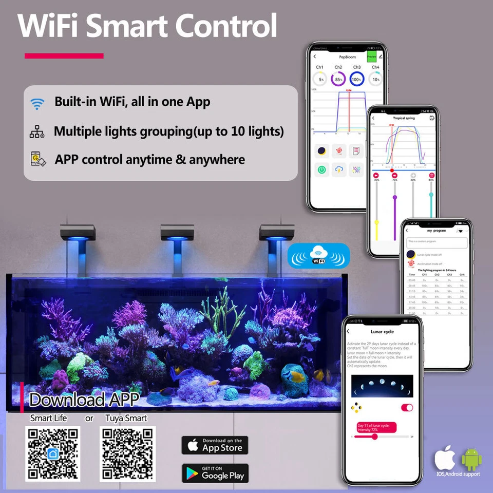 PopBloom Led Aquarium Reef Light Full Spectrum for Coral Growth Marine Fish Tank - Image 3 of 4