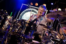 English progressive rock drummer Carl Palmer live on stage with Ca- Old Photo