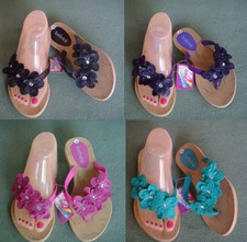 Women Summer Thong Flat Flip Flops Sandals Slipper Floral Rhinestone Jewel
