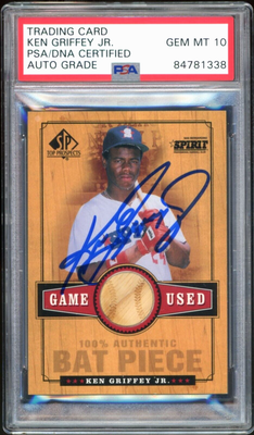 2001 SP Top Prospects Game Used Bat Ken Griffey Jr. PSA/DNA Auto 