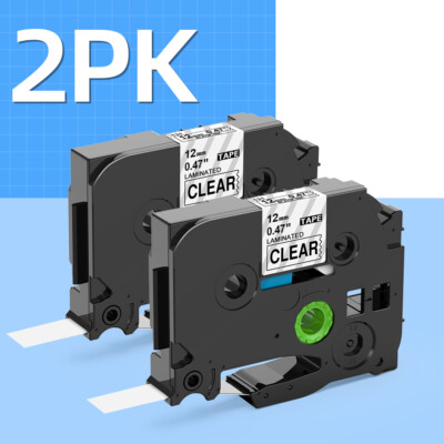2 PK Brother P-Touch TZe-131 TZ-131 12mm Black on Clear Standard Laminated Tape