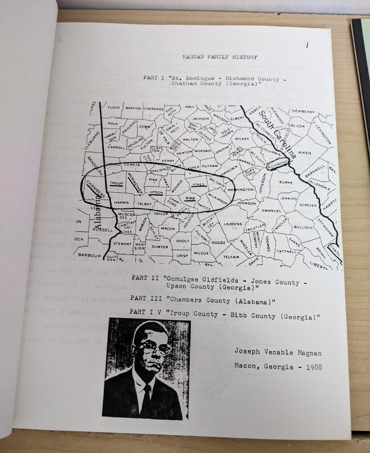 Magnan Family History Books_Parts 1 thru 4_1750s - 1980s_Macon Georgia 1988