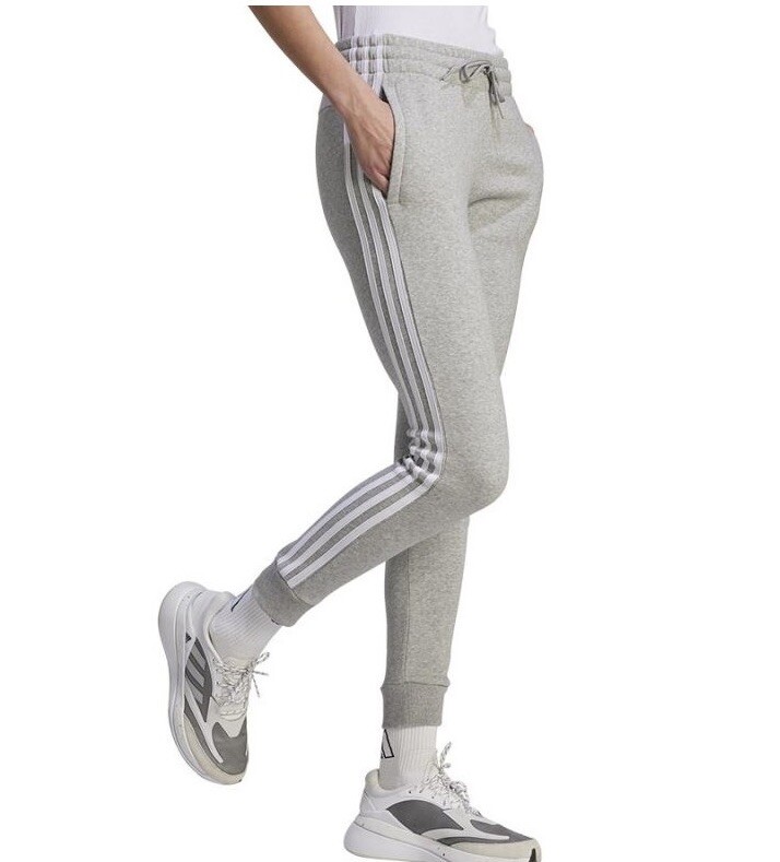 New Women's adidas Stripes Fleece Cuffed Pants IL3282 Medium