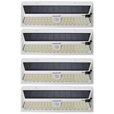 4 Pack 86 LED Solar Power Motion Sensor Wall Light Outdoor Garden Lamp White