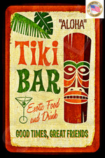 ALOHA TIKI BAR MADE IN USA METAL SIGN 8X12 HAPPY HOUR POOL LUAU BEACH DECOR