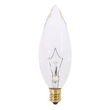 Bulbrite 490025 Chandelier 120V 25W B10 Candelabra E12 Clear Torpedo Dimmable
