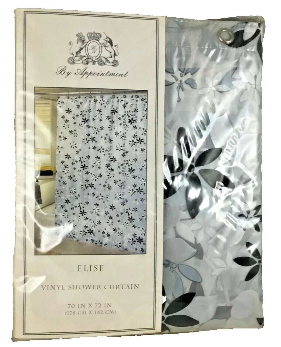 Black Vinyl Floral Shower Curtains