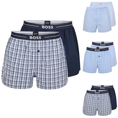 2er Pack BOSS Herren Boxer Unterhose Shorts Webboxer Baumwolle Logo am Bund - Bild 1 von 4