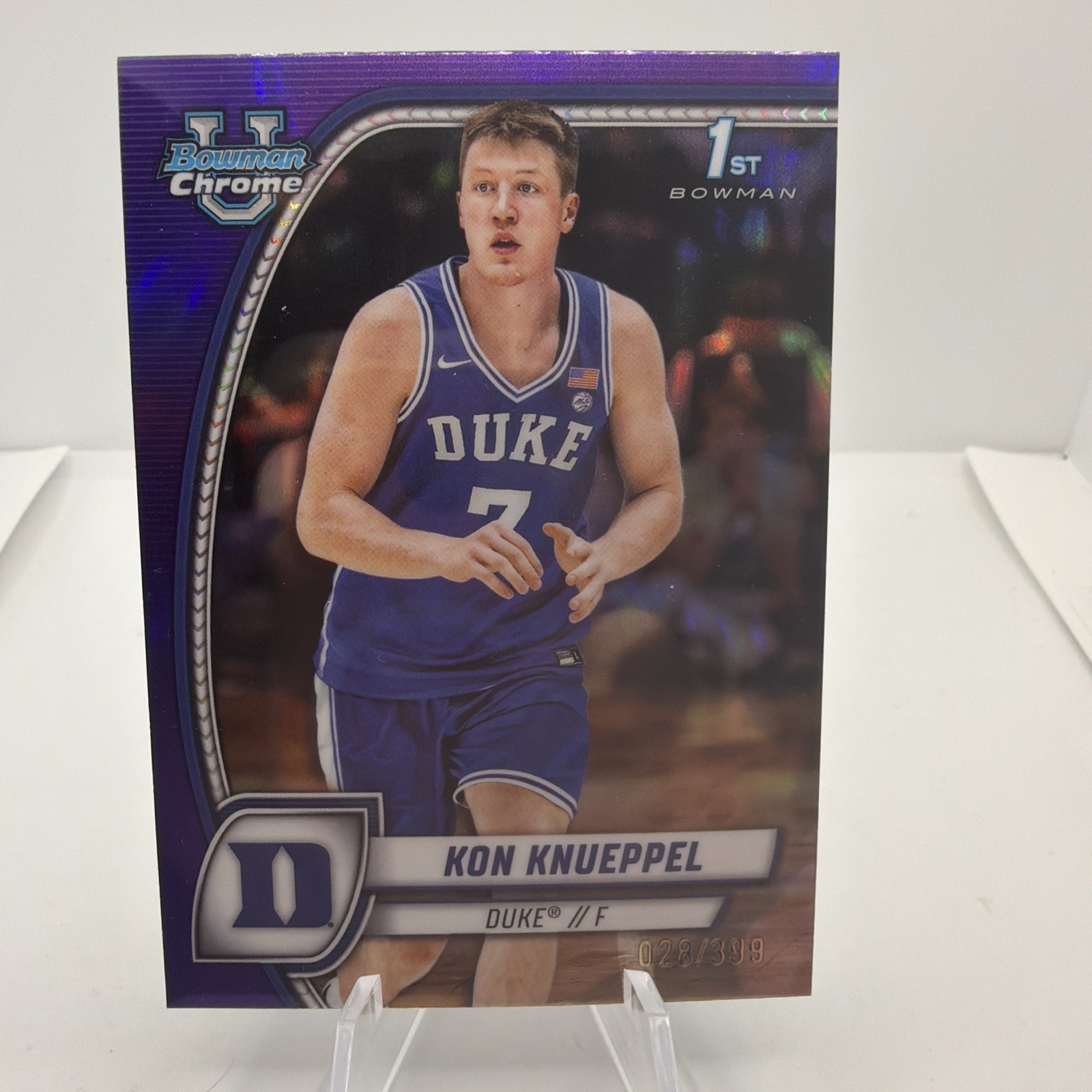 2024 Bowman Chrome U KON KNUEPPEL 1st Rookie #48 PURPLE REFRACTOR #/399 Duke RC