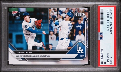 SHOHEI OHTANI BEST GAME EVER PLAYED? 10K 3HR DODGERS #884 2025 TOPPS NOW PSA 8