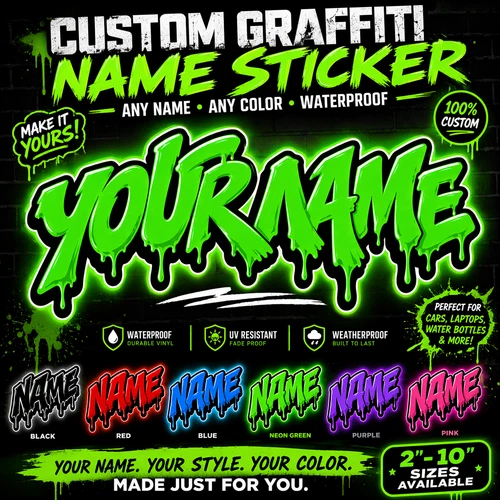 Custom Name Sticker Graffiti Personalized Decal Any Name Car Laptop