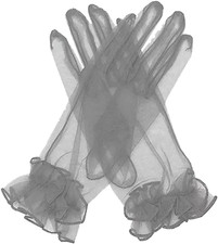 Women's Summer Tulle Gloves Pleated Ruffle Full Finger Wrist Length Opera Party