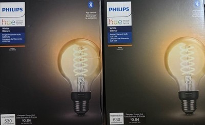 2xPhilips Hue LED White Filament Globe G25 Smart Vintage LED Smart Light Bulb x2