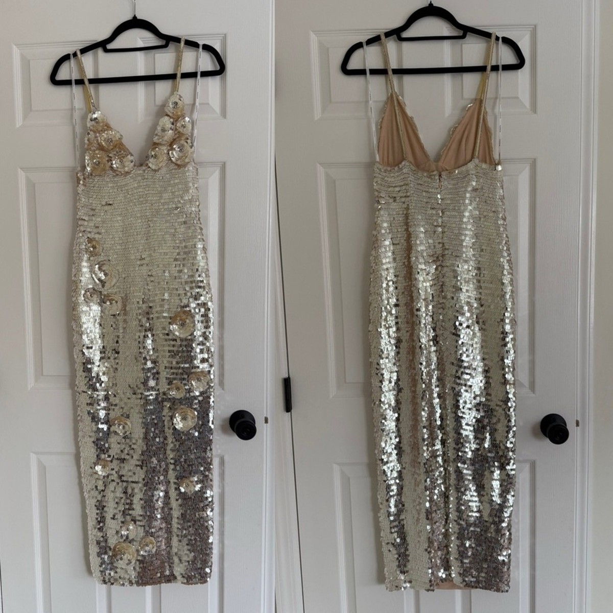Retrofete Ines Embroidered Sequin Dress Yuzu Gold NEW with tags | eBay