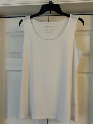 Sarah Graver White Liquid Knit Tank Loose Fitted Size Medium