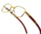 Men's Eye glasses Clear Lens Square Wood Buffs Gold Frame Migos Quavo Sunglasses