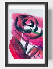 GUAJARDO Original Expressionism Rose Love 9X6 Paper Signed Art
