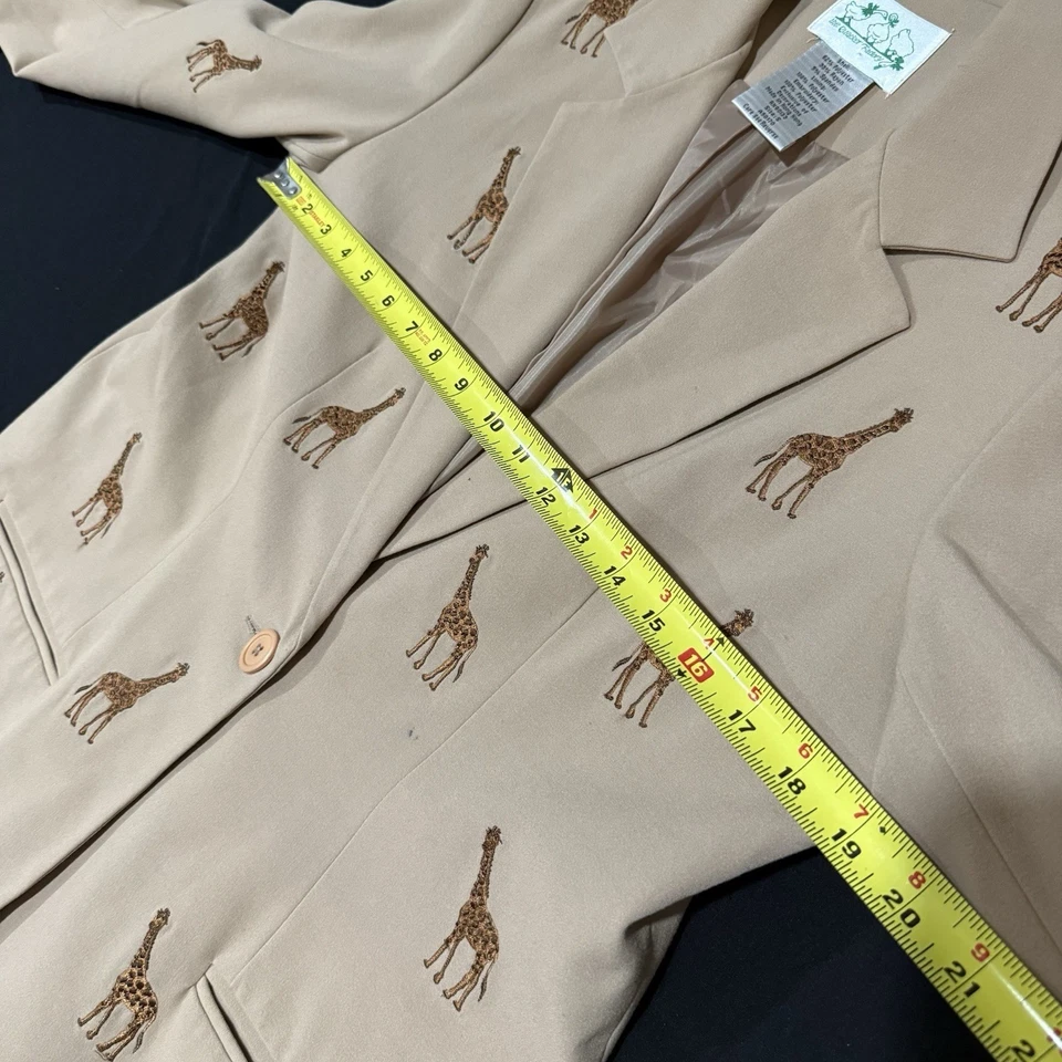 Quaker Factory Blazer Womens Size S Giraffe Embroidered Jacket Artsy Safari QVC - Image 3 of 4